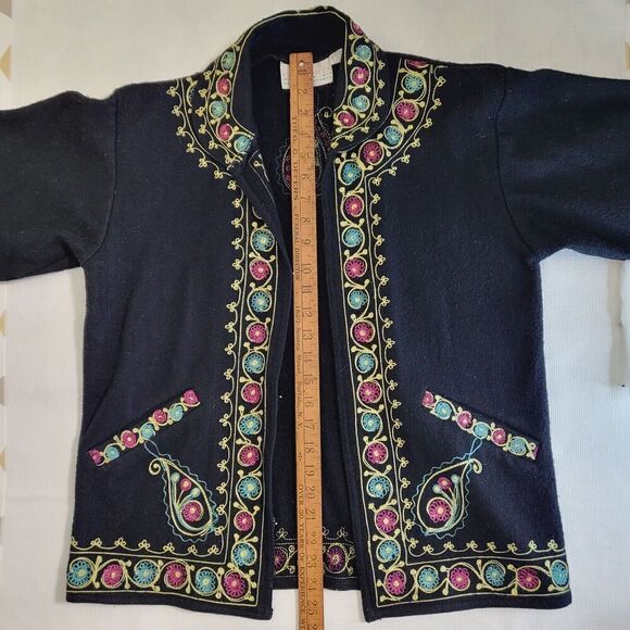 Unique Vintage Wool Embroidered Jacket 90s PASSPORTS OF PIER 1 Indian Women's M - Picture 12 of 16